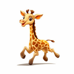  giraffe cartoon isolated on white. Generative AI