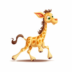  giraffe cartoon isolated on white. Generative AI