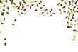 frame from falling shiny gold confetti isolated on transparent background, overlay texture, decoration with motion blur 