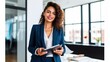 © GustavsMD - Successful Businesswoman Using Digital Tablet in Office. Generative AI