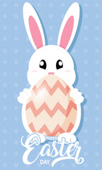 Canvas Print - Isolated cute rabbit holding an easter egg Happy easter Vector