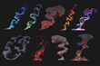 Color cartoon smoke effects on gray background