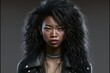 Beautiful black asian woman as rock chick with punk hairdo, created with generative ai