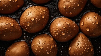 Wall Mural - Sapodilla or manilkara zapota fruit background with water drops. Close up