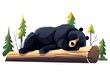 Black Bear Lying On Tree. Generative AI