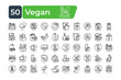 Vegan Icons Pack. Thin line icons set. clean and simple vector icons