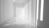 Fototapeta Perspektywa 3d - Empty room. Interior space, with shadows reflected by the bright daylight coming through the windows. Generative AI