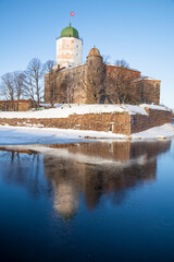 View of the Vyborg Castle on a sunny January day. Vyborg, Leningrad region, Russia