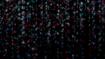 Binary Code Particles Rain - High-Tech Background - featuring a seamless animation of binary numbers flowing across the screen. Perfect for projects related to technology