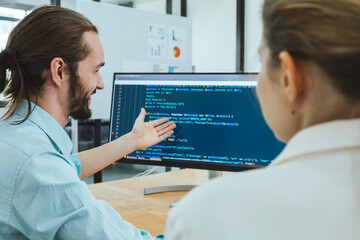 Professional development programers programming game software or developing code for shopping online financial data security system network working at home. It technology.