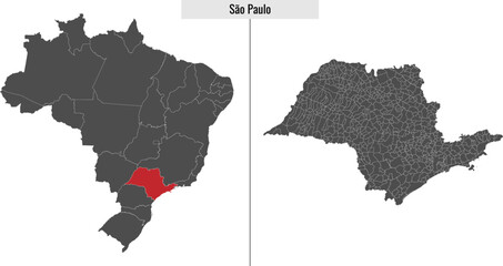 Sticker - map of Sao Paulo state of Brazil