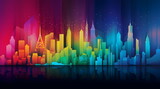 Fototapeta Miasto - Abstract wallpaper, Abstract background, 3D Background, 3D Wallpaper, Generative AI, Cityscape, skyline, sky