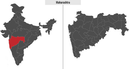 Wall Mural - map of Maharashtra state of India