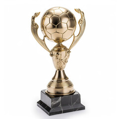 soccer, ball, football, sport, cup, trophy, gold, isolated, award, competition, game, world, goal, globe, prize, white, object, champion, winner, play, achievement, success, symbol, generative ai