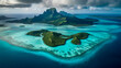 Bora bora aerial view, tahiti french polynesia. Generative AI