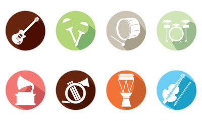 Wall Mural - Set of different musical instrument icons Vector