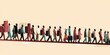 © koldunova - long line of people carrying their belongings on their backs crosses border in search of better opportunities and safer life, concept of Migration and Struggle, created with Generative AI technology
