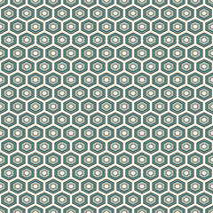 Wall Mural - Honeycomb background. Blue colors repeated hexagon tiles wallpaper. Seamless pattern with classic geometric ornament.