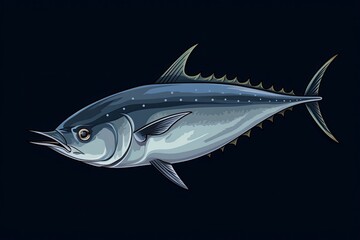 Wall Mural - blue marlin fish swimming in dark waters. Generative AI