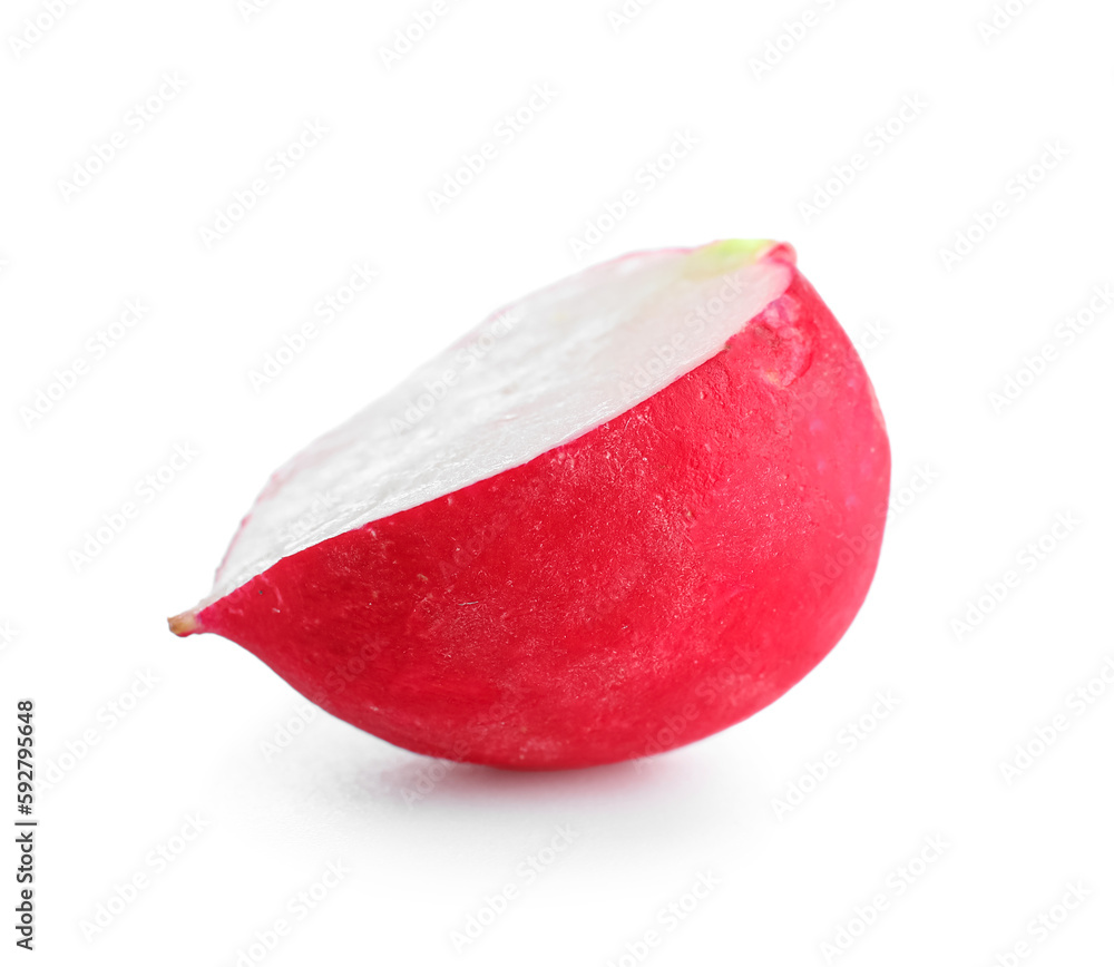 Half of fresh radish isolated on white background