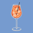 Aperol spritz cocktail vector flat illustration. Classic cocktail.
