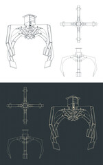 Wall Mural - Jaw gripper blueprints