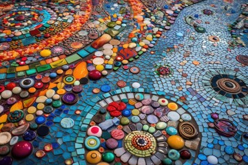 vibrant and colorful mosaic made of unique pieces, created with generative ai