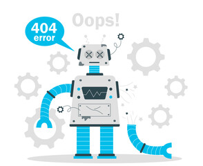 Wall Mural - error 404 robot concept. wrong site address and broken link, error in code. page not found. interfac