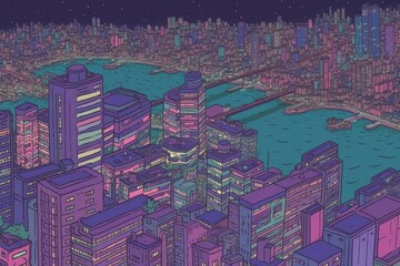 Wall Mural - bustling metropolis with towering skyscrapers. Generative AI