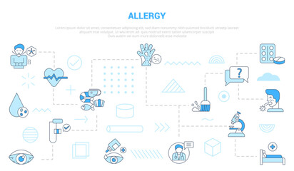 Wall Mural - allergy concept with icon set template banner with modern blue color style