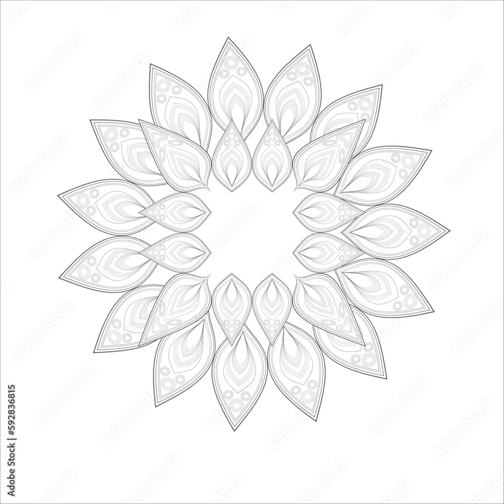Zentangle drawing of flowers in black and white for coloring book. Hand ...