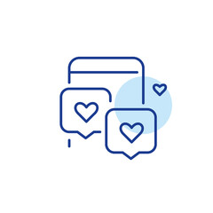 Wall Mural - flirt messages exchange on dating app. smartphone with heart notification. pixel perfect, editable s
