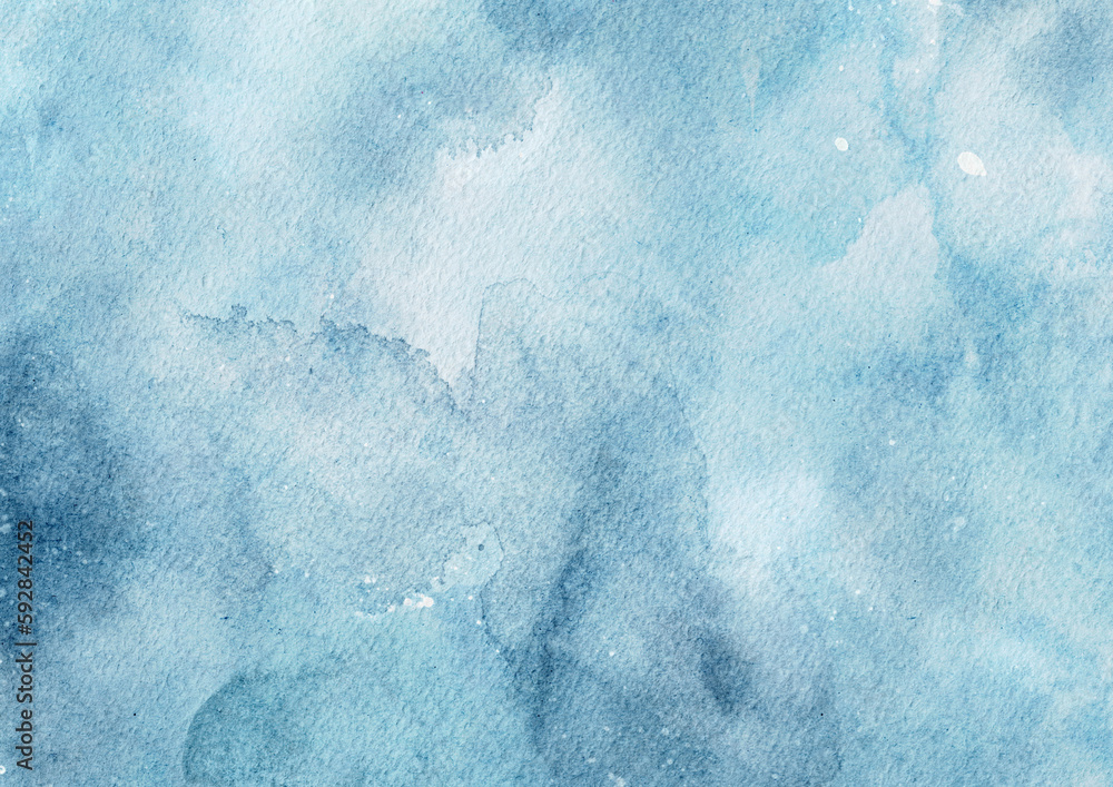 Abstract painted blue watercolor on paper texture background, Digital ...