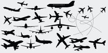 Plane Silhouette On A White Background, Vector Illustration,airplane Vector,aeroplane Vector Set Silhouette Plane Airplanes,military Airplanes Collection - Vector Big Collection Of Black Silhouettes O