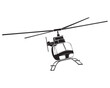 Black silhouette Realistic Helicopter isolated on white background. Vector illustration