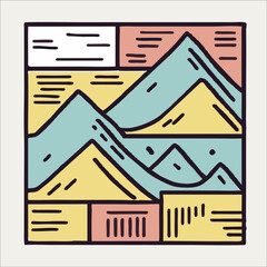 Wall Mural - Abstract illustration design of a mountain in linear style, colorful. for banners or t-shirts