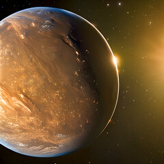 Wall Mural - exoplanet orbiting in outer space. extraterrestrial solar system. generative artificial intelligence