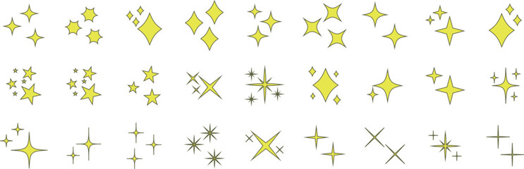 Wall Mural - Stars set icons.Shine icons. Christmas vector symbols isolated.Sparkle star icons.