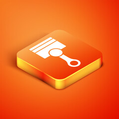 Wall Mural - Isometric Engine piston icon isolated on orange background. Car engine piston sign. Vector