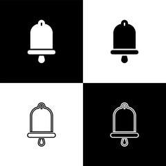 Sticker - Set Ship bell icon isolated on black and white background. Vector