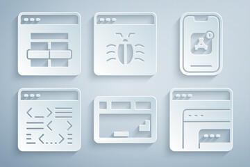 Wall Mural - set keyboard, mobile apps, software, system bug and mysql code icon. vector