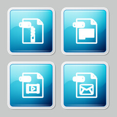 Canvas Print - Set line ZIP file document, TXT, MP4 and EML icon. Vector