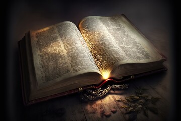 Wall Mural - Bible. Realism, religion, holy writing, mysticism. Illustration. AI