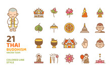 Thai Buddhism Colored Ine Icon Style Vector Illustration For Decoration,printing,logo,web,app,element,poster,document,etc