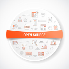 Wall Mural - open source concept with icon concept with round or circle shape for badge