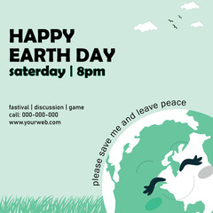  Earth day concept. Earth map shapes with trees water and shadow. Save the Earth concept. Happy Earth Day, 22 April demonstrate support for environmental protection.