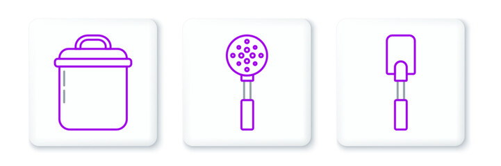 Sticker - Set line Spatula, Cooking pot and icon. Vector