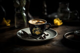 Fototapeta Sawanna - A cup of freshly brewed barista coffee, Generative AI