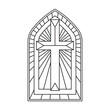 Glass vector outline icon. Vector illustration glass window on white background. Isolated outline illustration icon of window church.