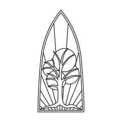 Wall Mural - Glass vector outline icon. Vector illustration glass window on white background. Isolated outline illustration icon of window church.